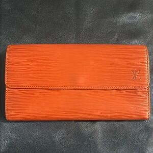 Louis Vuitton Burnt Orange Brown Epi Clutch Wallet